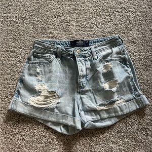 Hollister Light Wash Ripped Jean Shorts